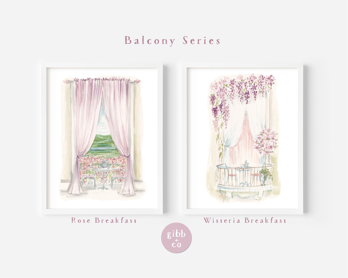 Rose balcony art, Wisteria Balcony art print, Bridgerton inspired romantic art, floral art print, garden art print