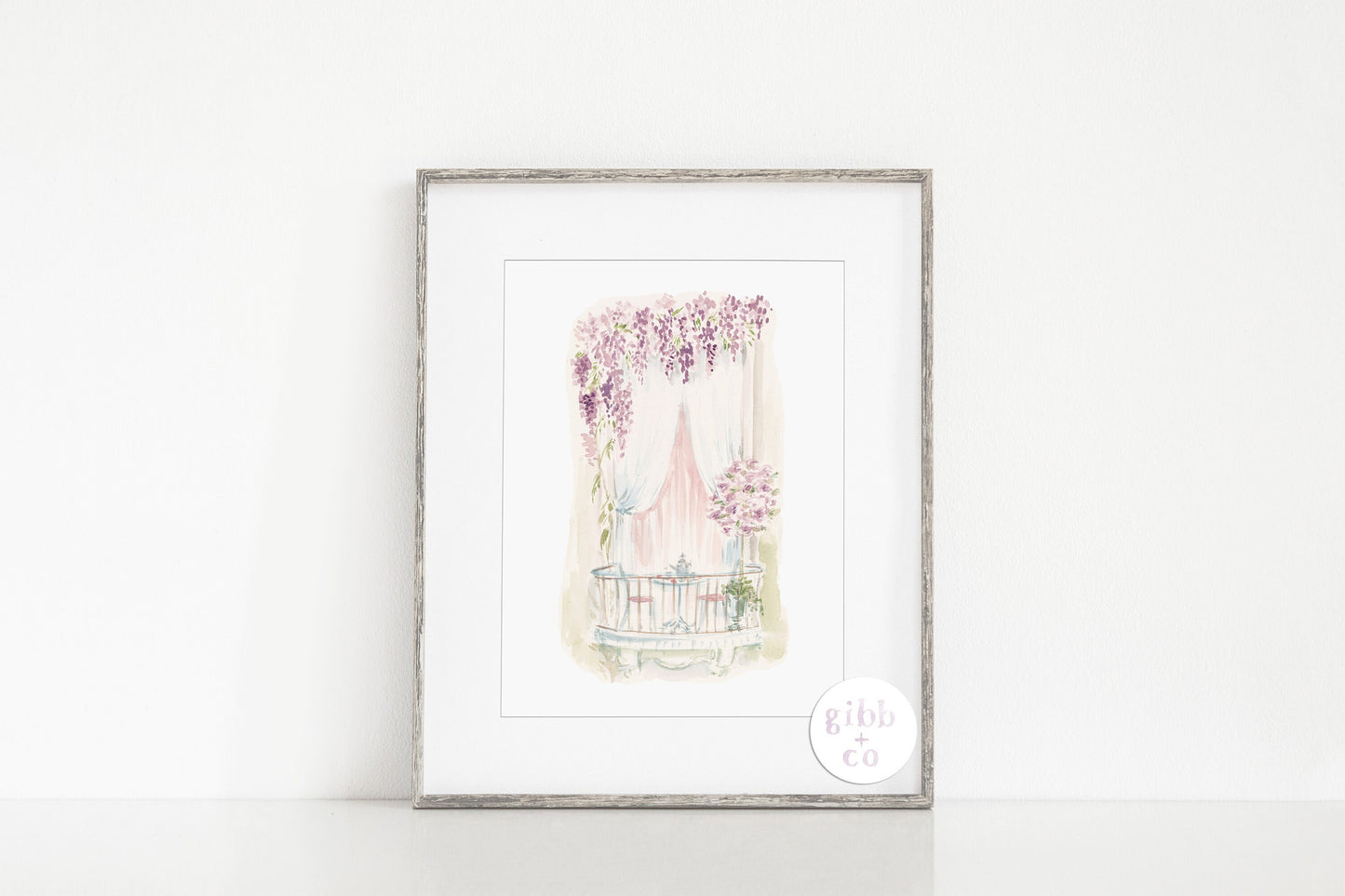 Rose balcony art, Wisteria Balcony art print, Bridgerton inspired romantic art, floral art print, garden art print