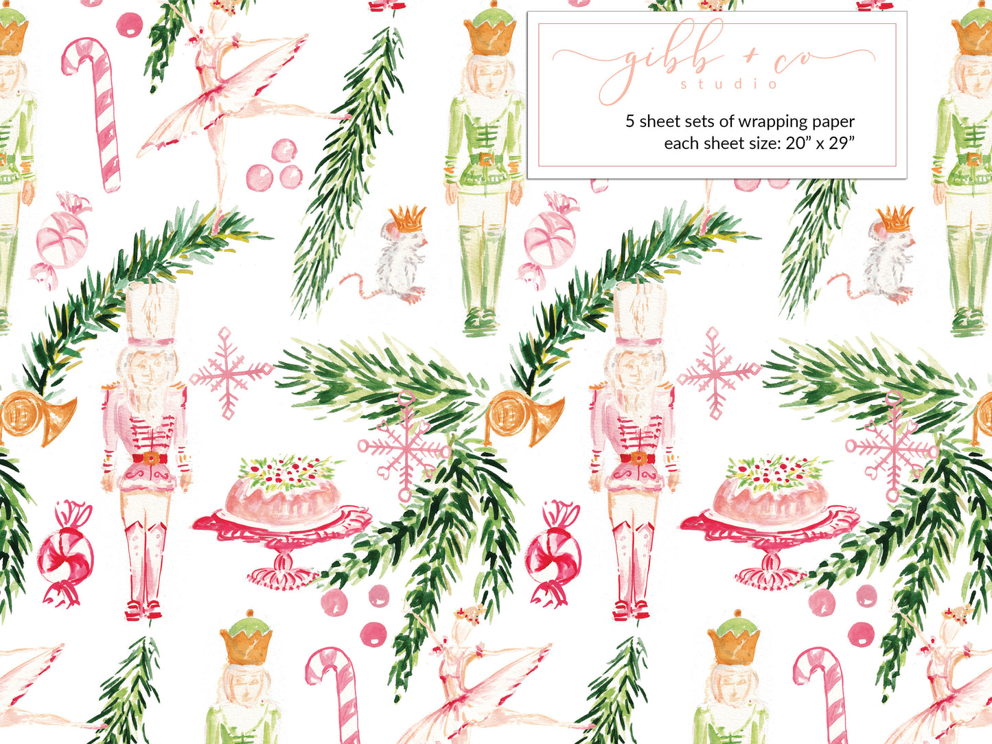 Nutcracker Christmas wrapping paper, Nutcracker Christmas gift wrap, Christmas wrapping paper, holiday wrapping paper