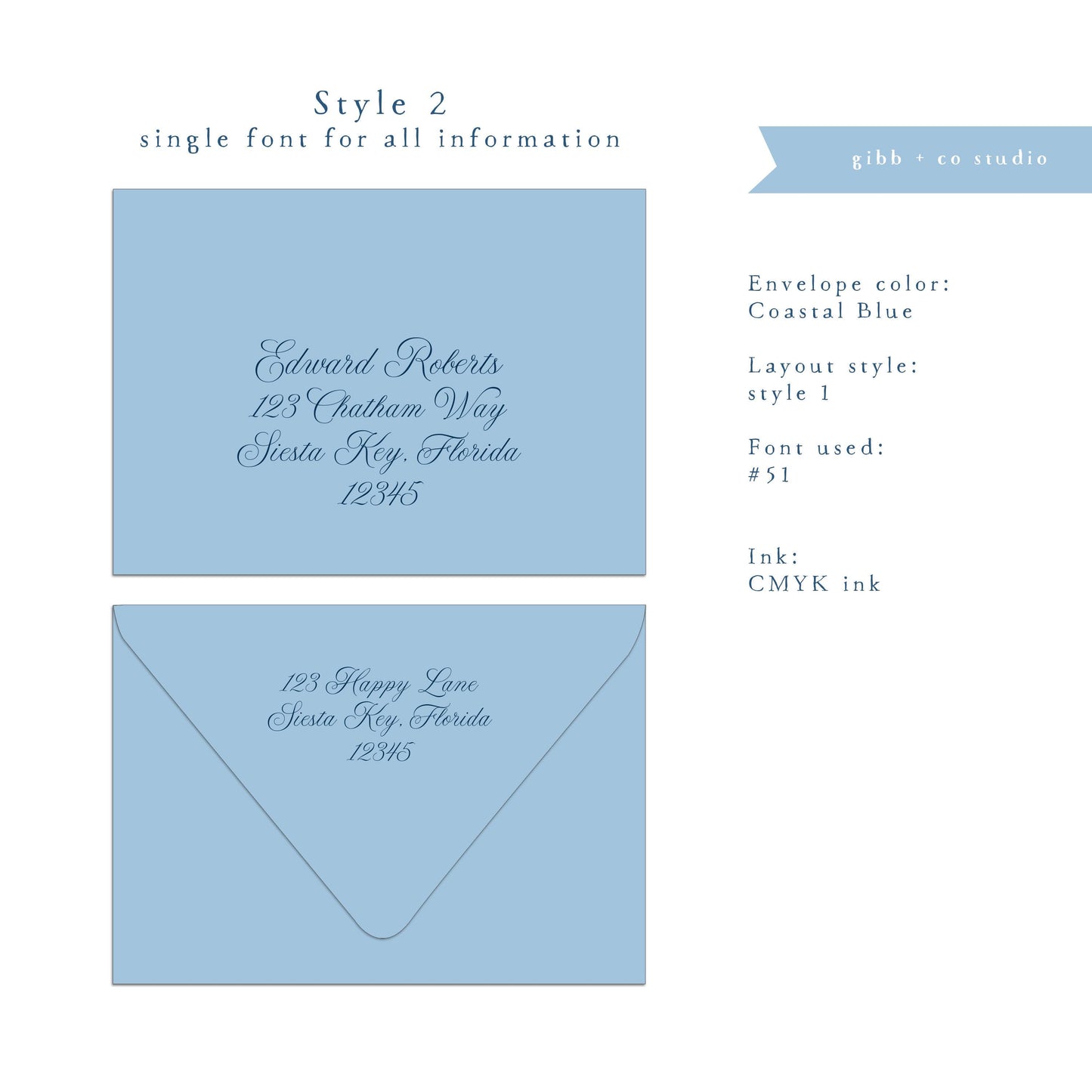 Euro flap envelope with liner, digital addressing, Isabella floral blue hydrangea liner, coastal wedding, A7 Lined envelopes, set of 20