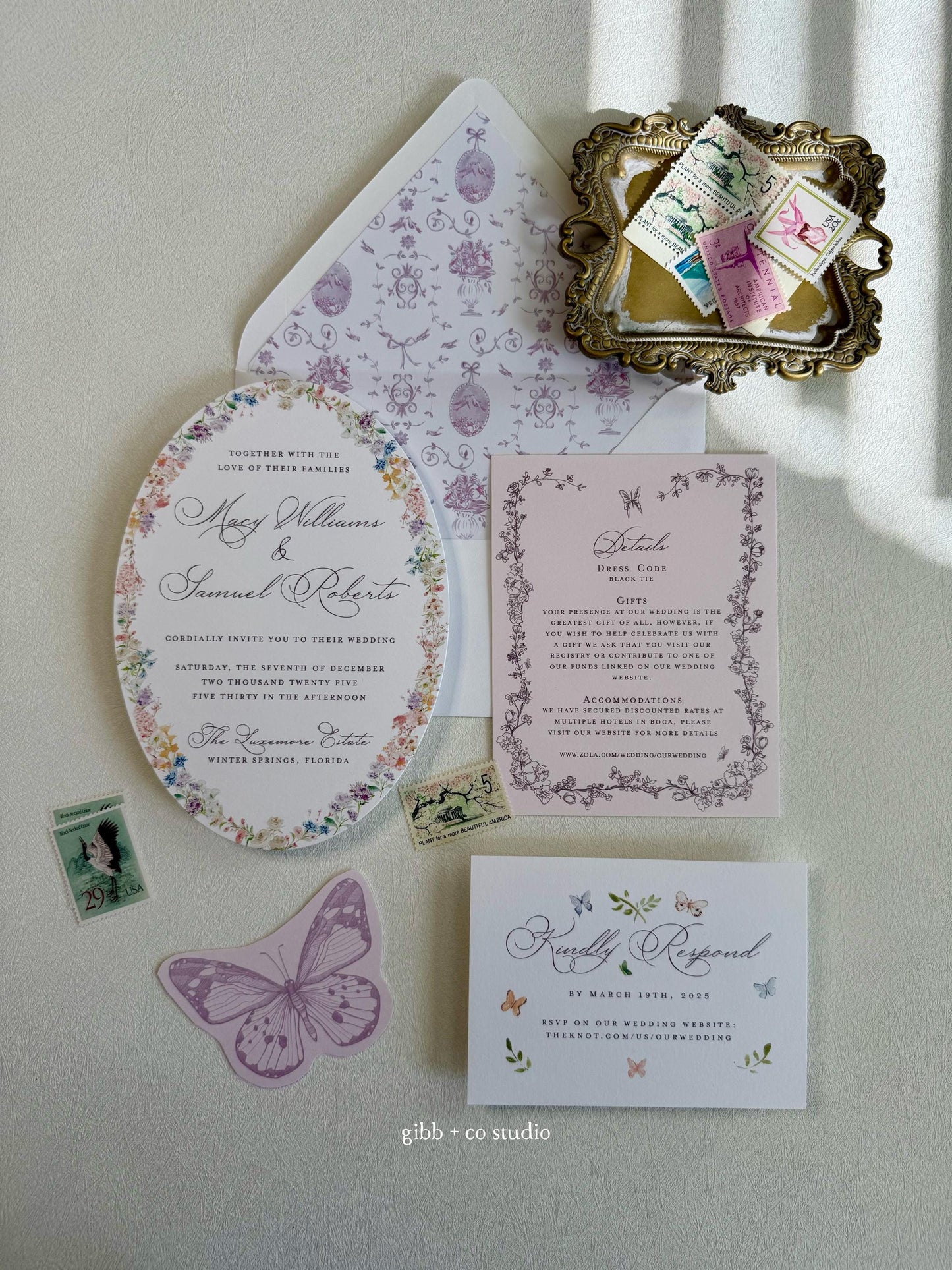Lilibet Floral wedding invitation set, Garden wedding, floral invitation, rsvp, detail, watercolor, deposit only