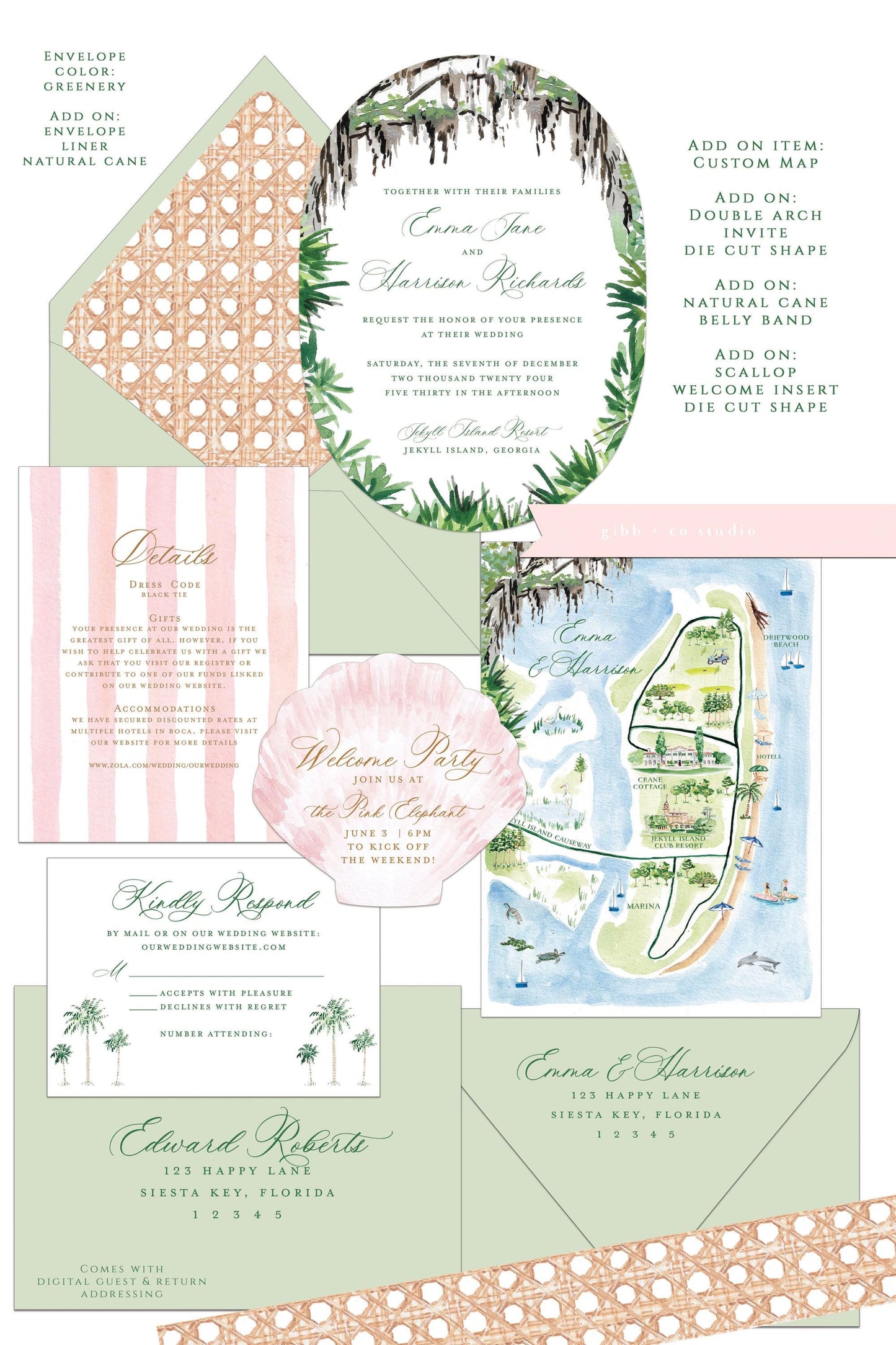 Clara Watercolor Beach Wedding Invitation, Coastal Design, low country, Deposit, semi custom