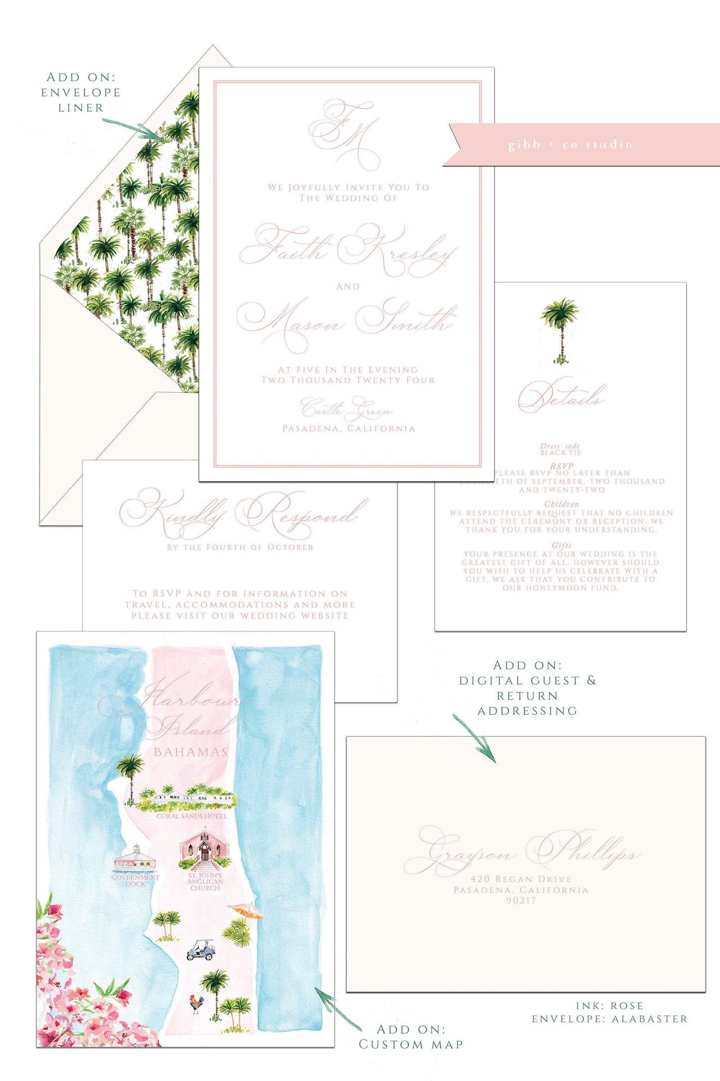 Watercolor Tropical Wedding Invitations, Semi Custom, Beach Theme, deposit