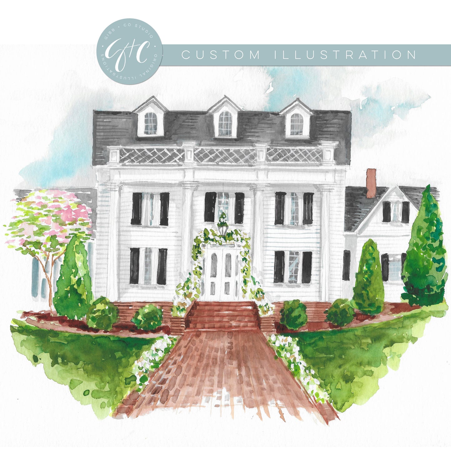 House portrait, Custom watercolor, illustration, painting, save the date, wedding gift, wedding venue, house, home, new home, personalized
