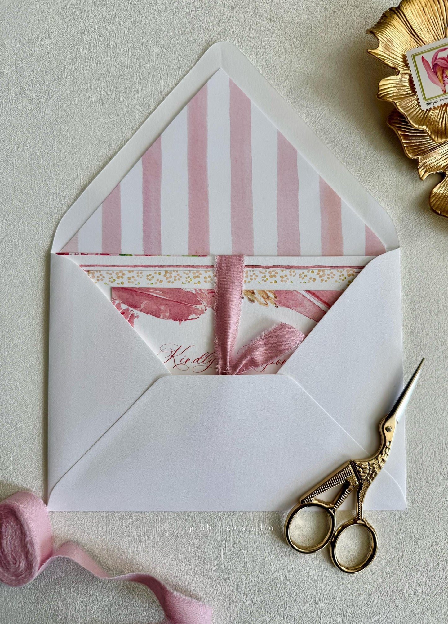 Tropical wedding invitations, beach wedding, Coastal, Ainsley Semi Custom wedding invites, rsvp, detail, watercolor palms, pink, deposit