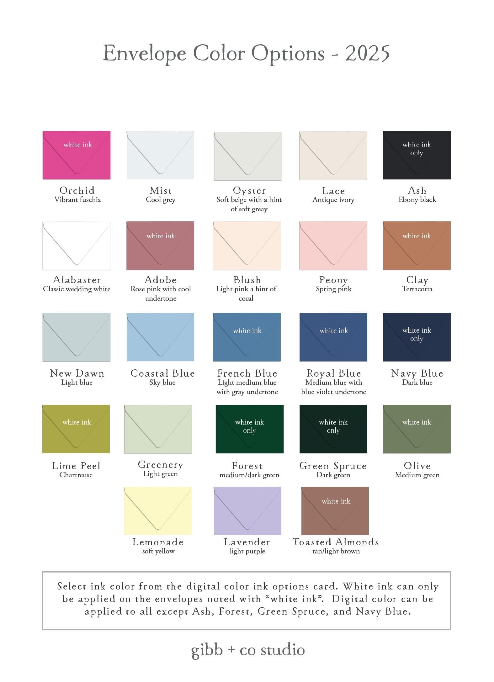 Envelope Color Options - 2025