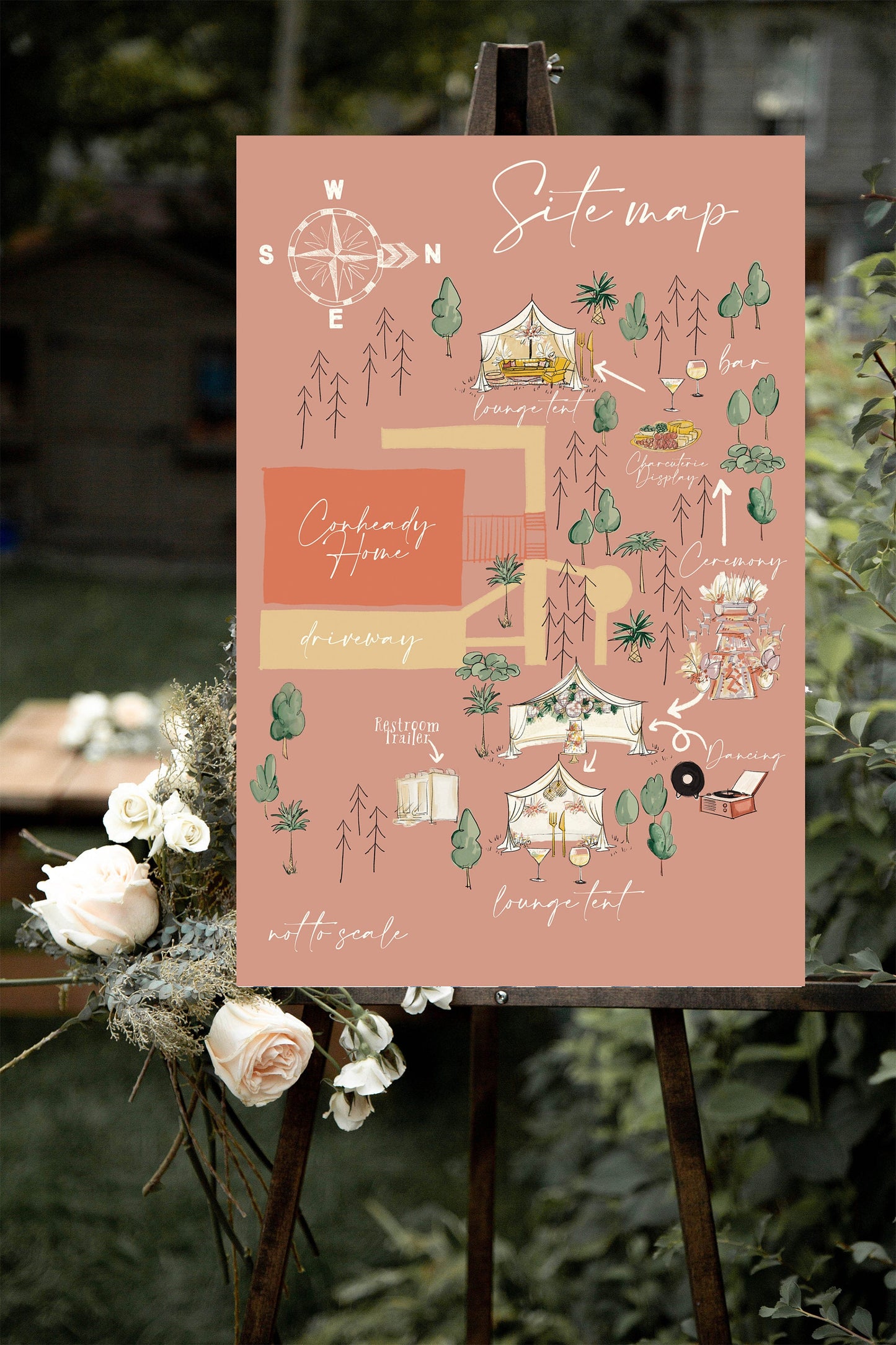 Custom watercolor, destination wedding, illustration, illustrated map, wedding venue, wedding map, city map, venue map, watercolor map