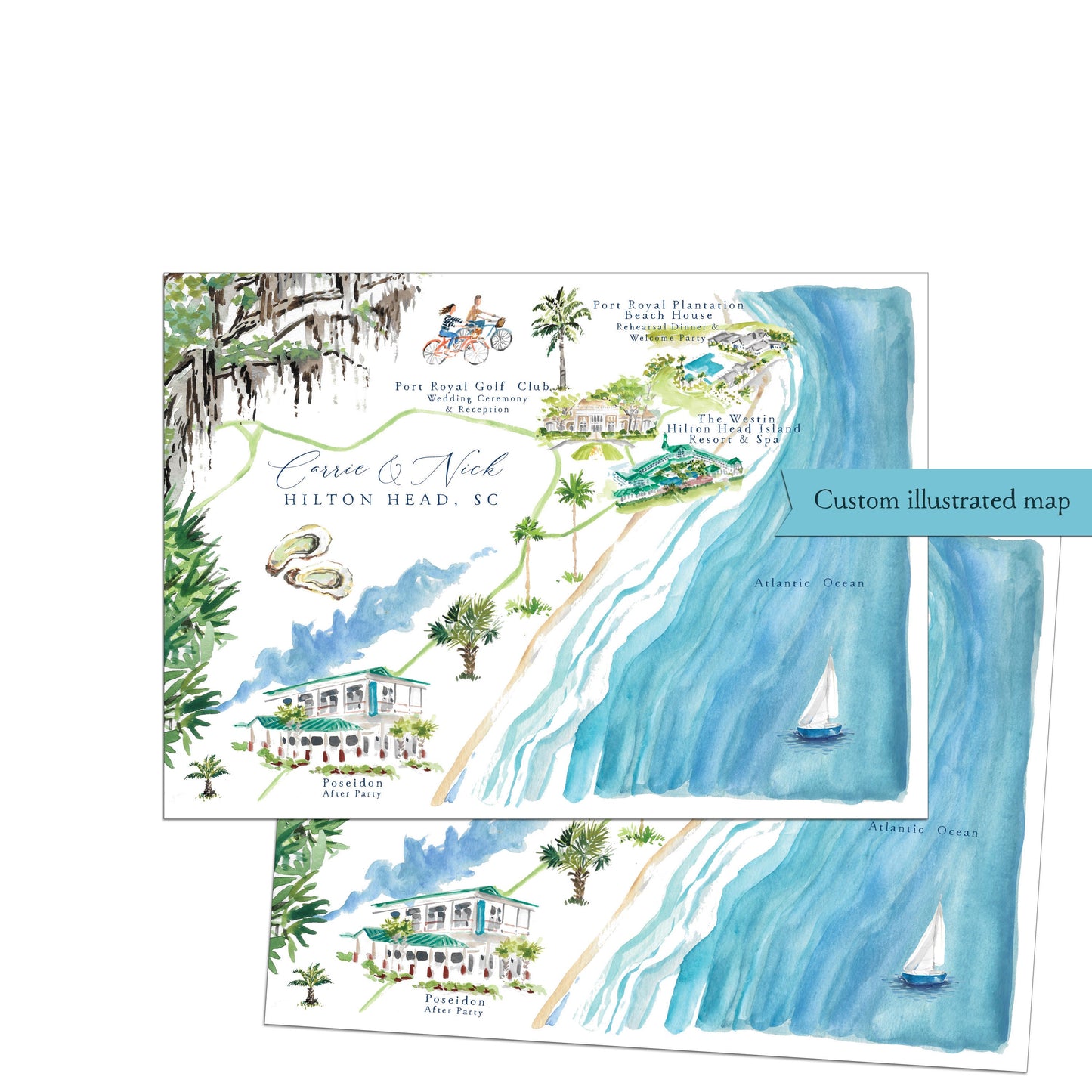 Custom watercolor wedding map, destination wedding, illustration, illustrated map, city map, venue map, custom watercolor art