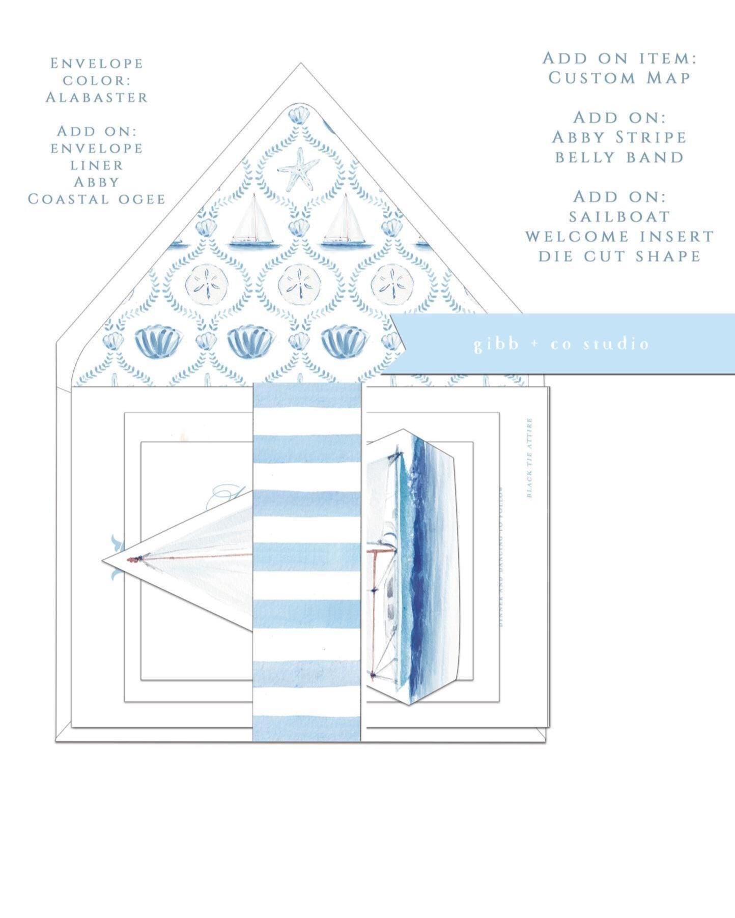 Abby Coastal semi custom wedding set shown stacked