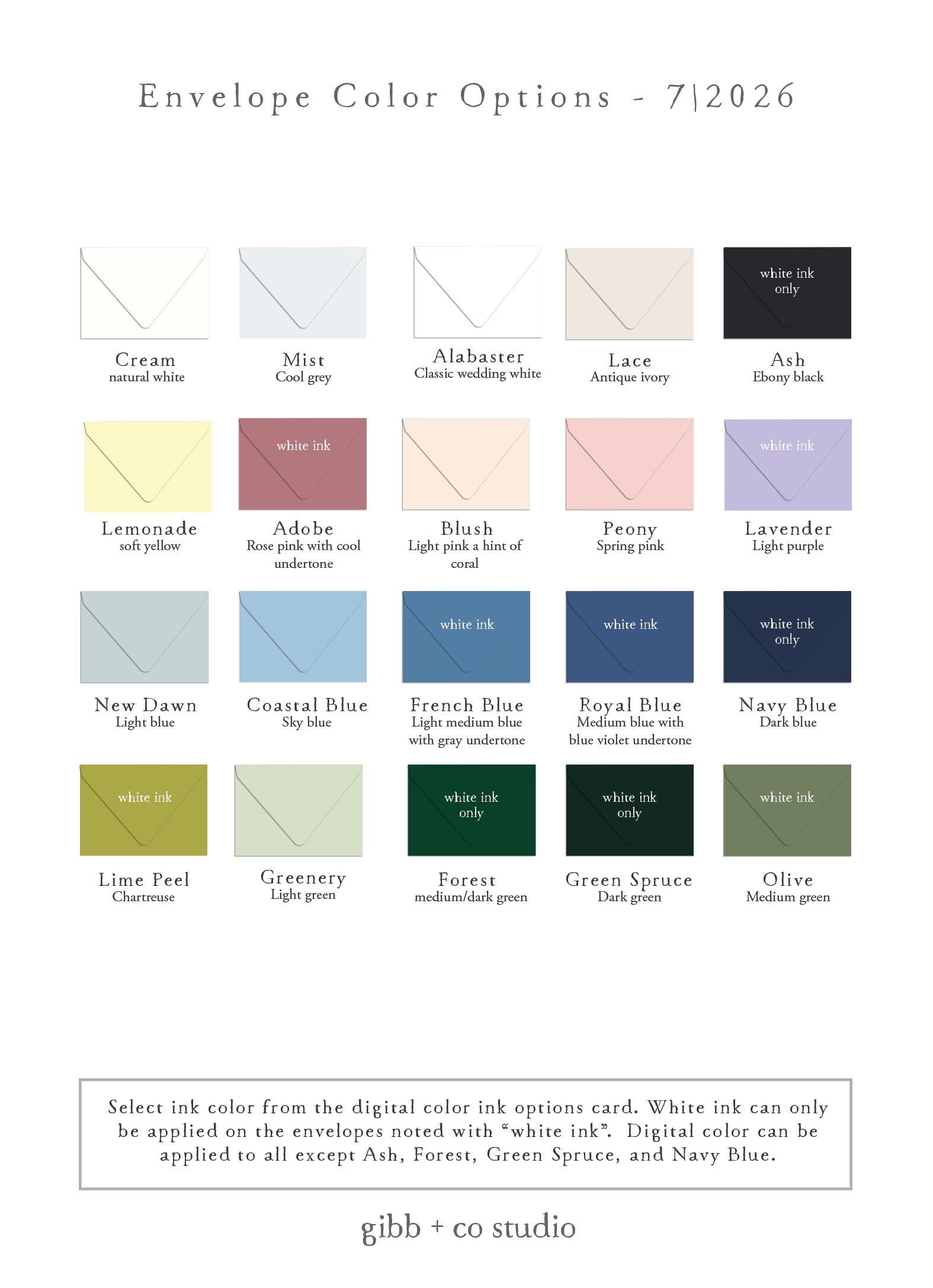Envelope Color Options - 7/2026