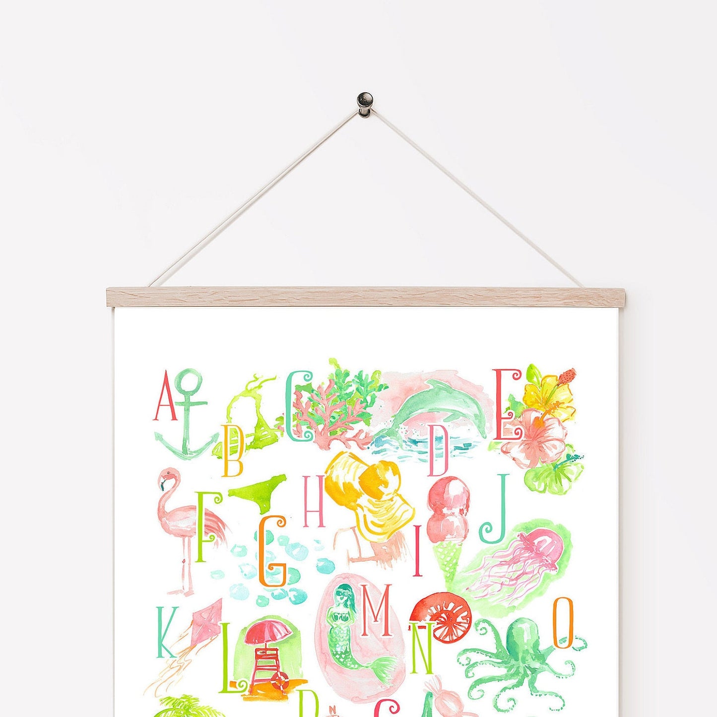 Resort Bright Alphabet art, whimsical beach art print