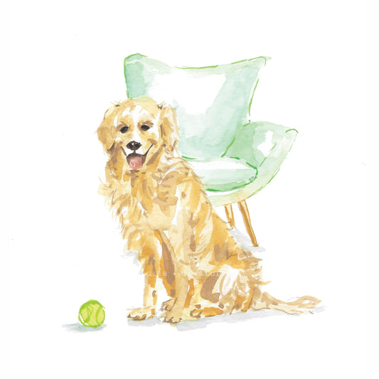 Golden Retriever dog art print, nursery art print