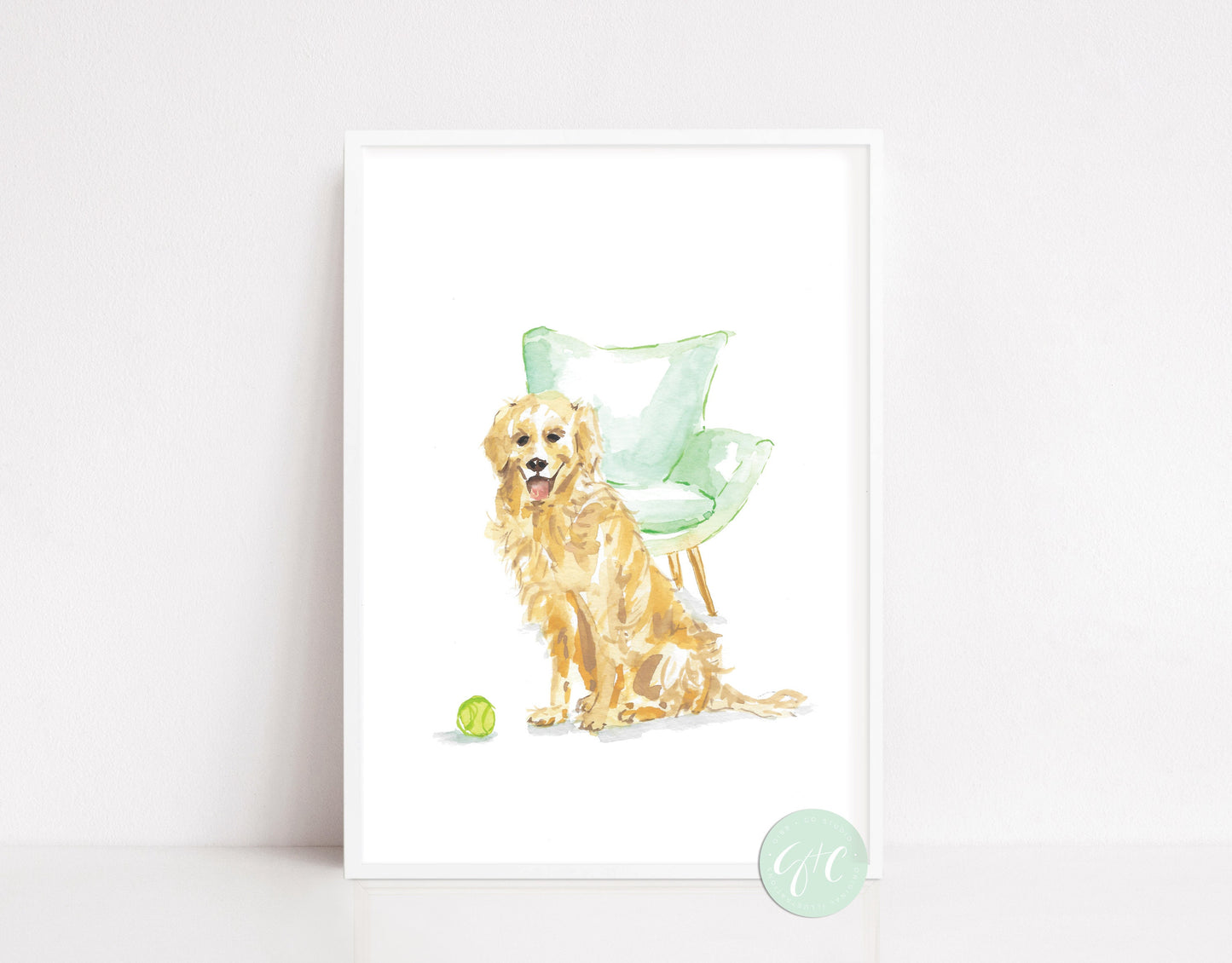 Golden Retriever dog art print, nursery art print