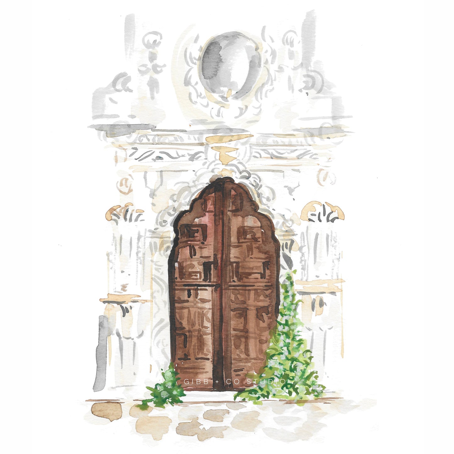 Storybook carved door design art print, architecture art print