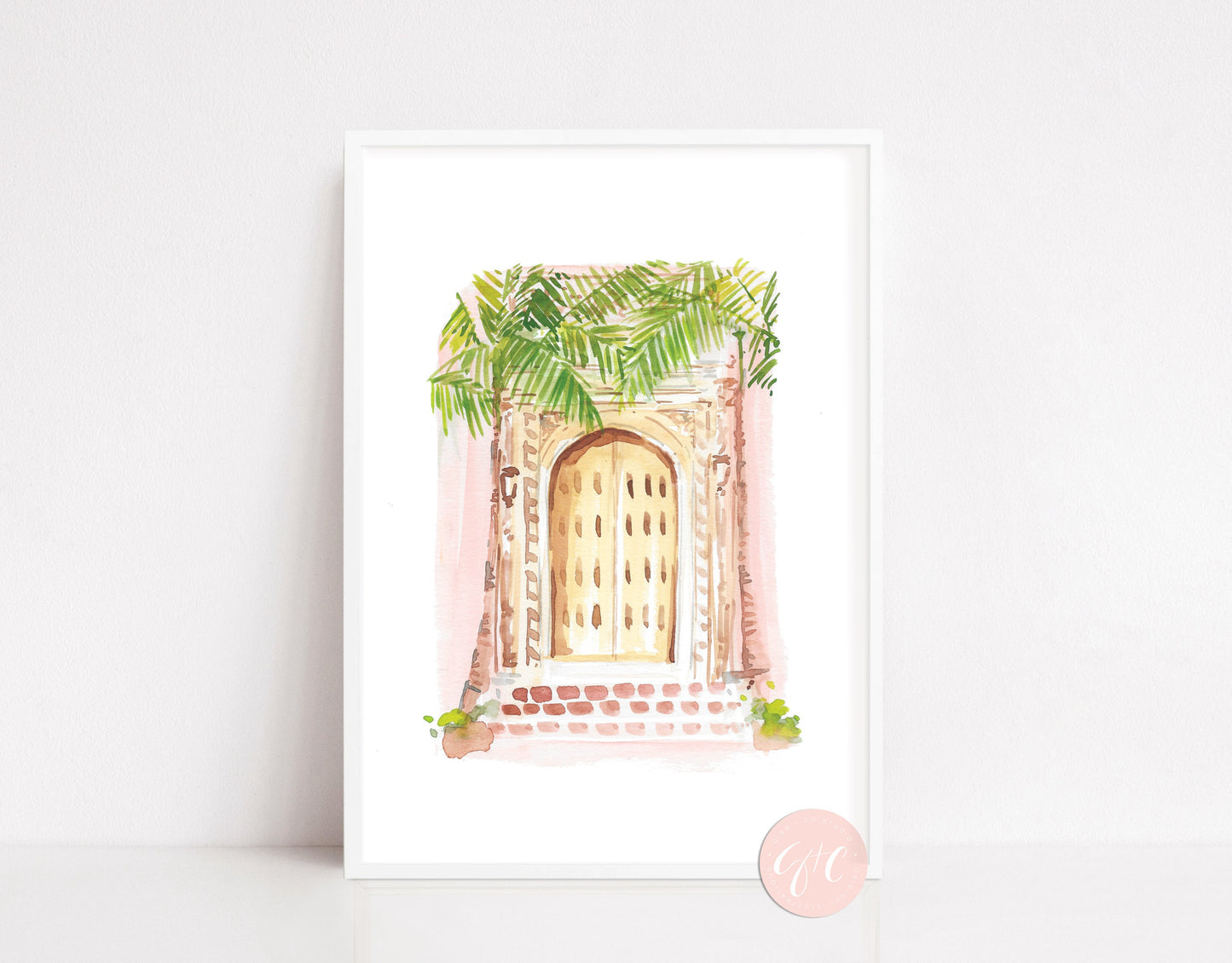 Florida carved door design Art print, architecture art print, tropical