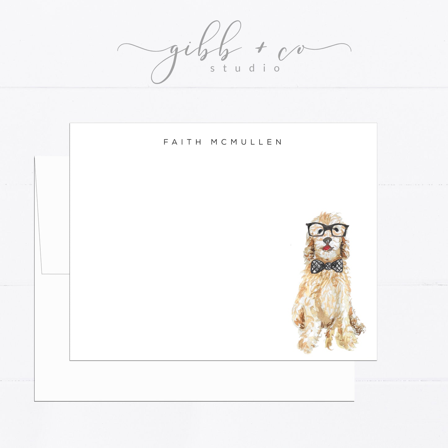 Personalized stationery, Doodle, Golden Doodle, girly, watercolor, printed art, gift for, feminine, dog lover, flat card, dog gift, fashion