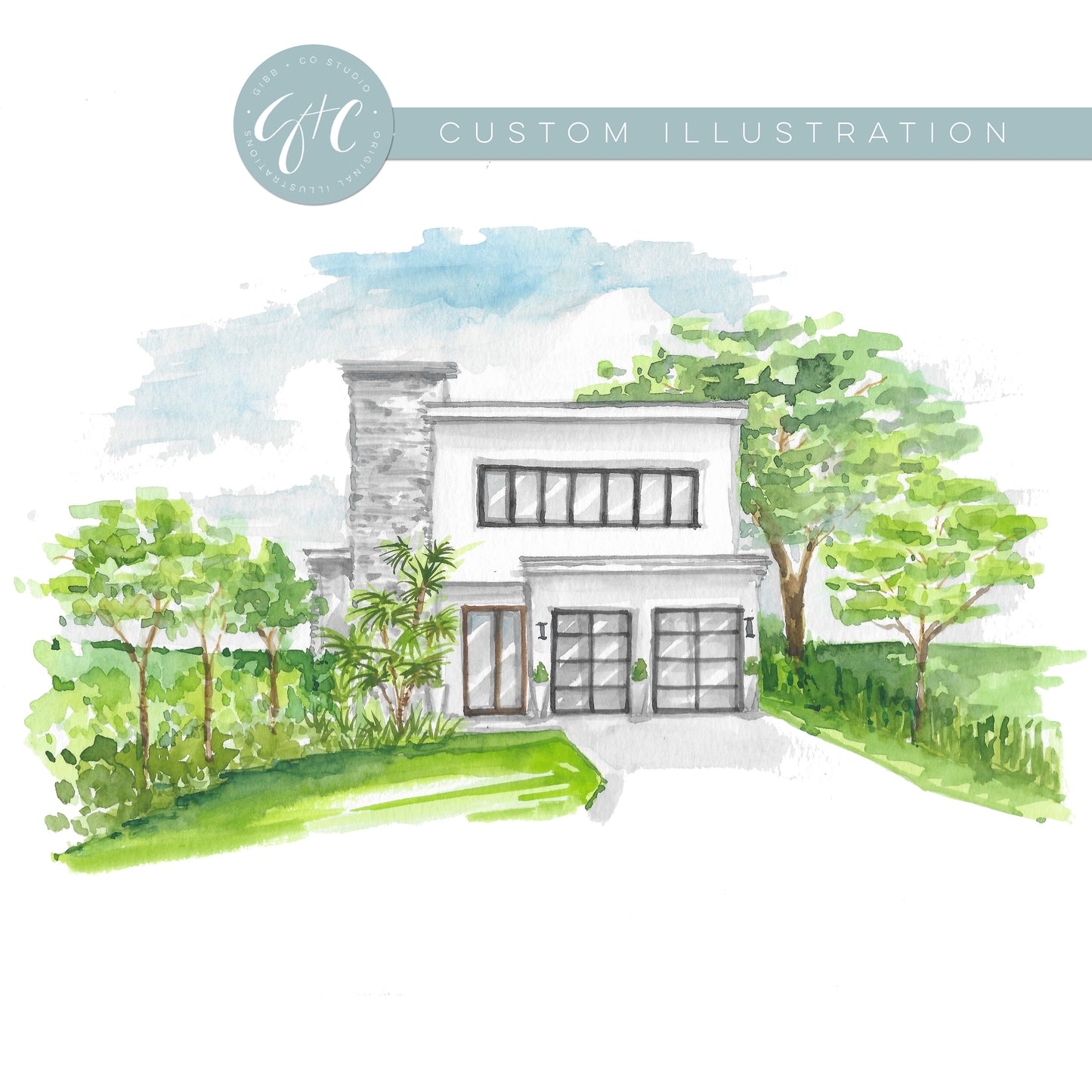 Custom Illustrated House portrait, illustrated gift