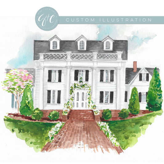 Custom Illustrated House portrait, illustrated gift