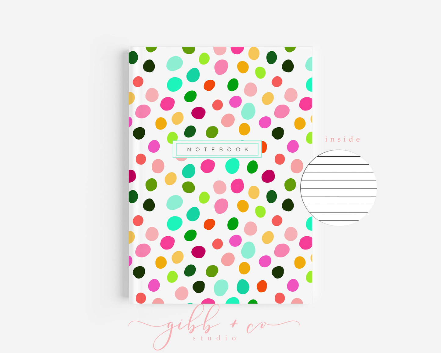 Rainbow Bookcase notebook, library, journal, art journal, graph paper, modern, watercolor, illustration, book lover, affirmation, journaling