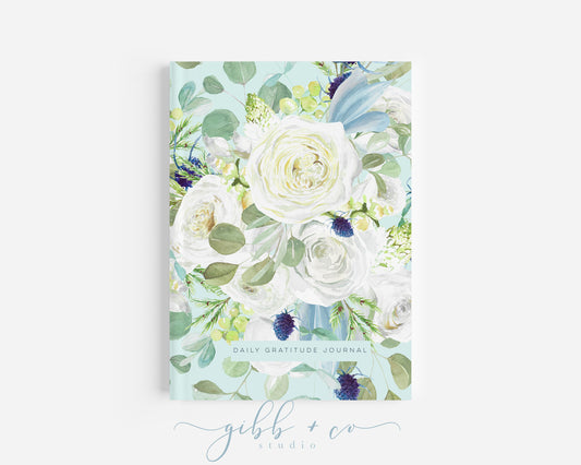 Gratitude journal, positivity notebook, library, journal, watercolor art, modern, watercolor, affirmation, journaling, notebook, florals