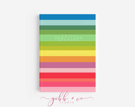 Gratitude journal, positivity notebook, library, journal, watercolor art, modern, rainbow, affirmation, journaling, notebook