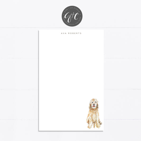Personalized notepad, golden doodle, dog lover, things to do, grocery list, notepad, things to do list, 5.5x8.5, gift for, list maker