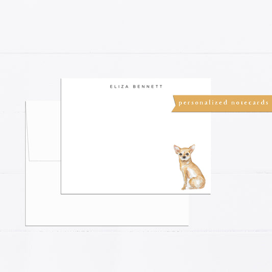 Personalized stationery, chihuahua, dog gift, personalized notecard, puppy, gift for, dog lover, flat card, dog gift, dog lover gift