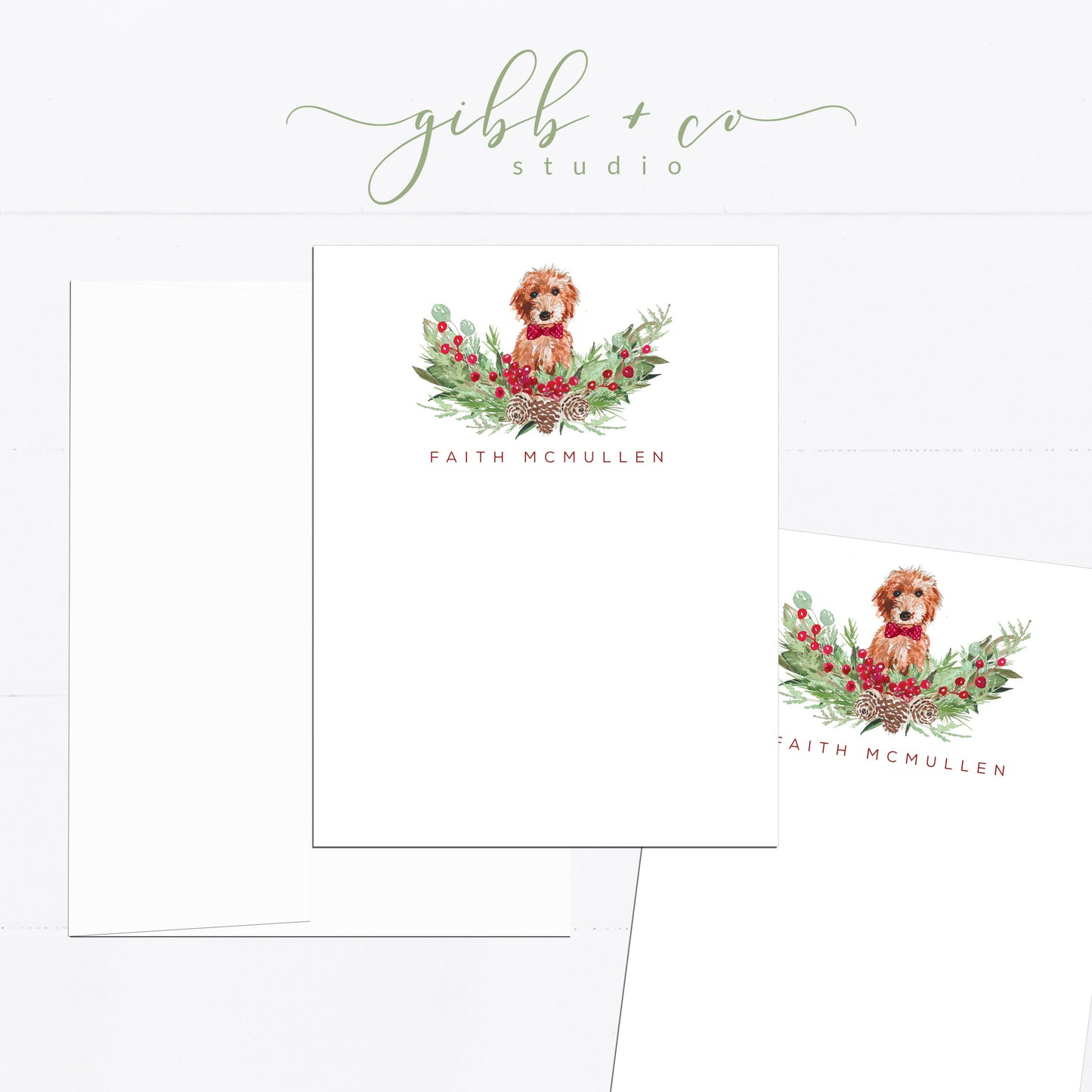 Personalized Christmas stationery, holiday stationery, Dog stationery, Doodle