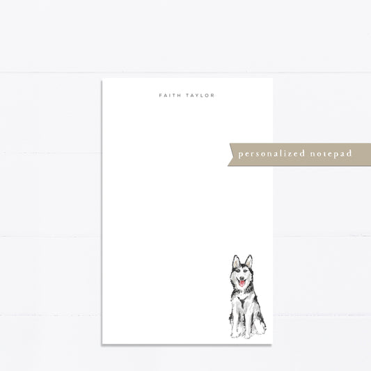 Personalized notepad, husky, dog lover, best friend gift, husky gift, custom, monogram, notepad, things to do list, 5.5x8.5, gift for her