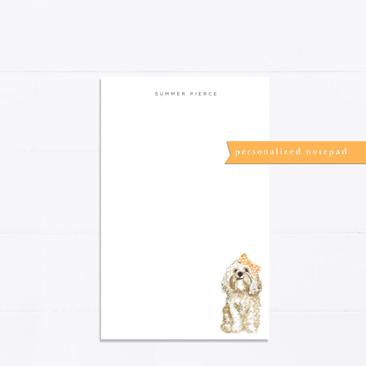 Personalized notepad, cockapoo, cocker spaniel, poodle, dog lover, custom, monogram, notepad, things to do list, 5.5x8.5, gift for her