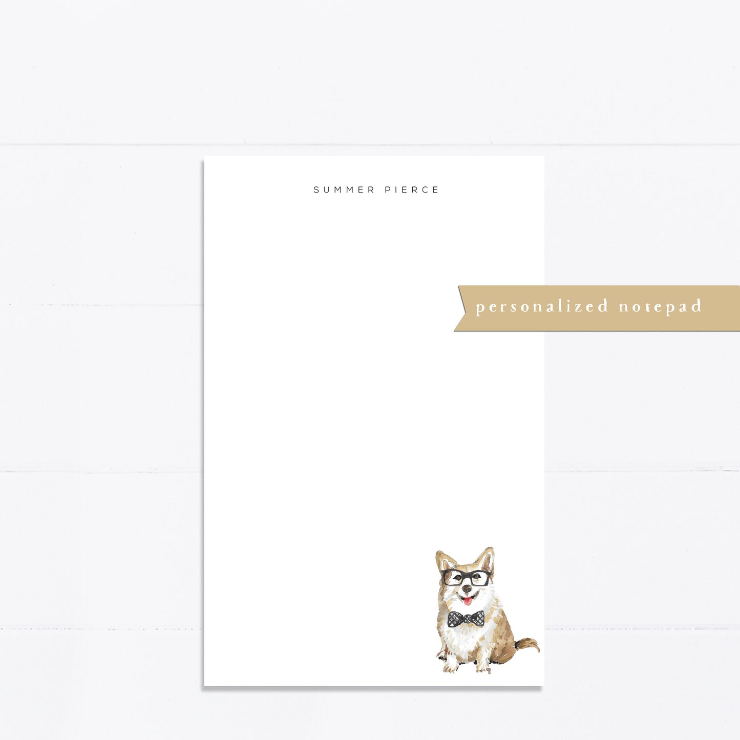 Personalized notepad, corgi, dog lover, best friend gift, bridal gift, custom, monogram, notepad, things to do list, 5.5x8.5, gift for her