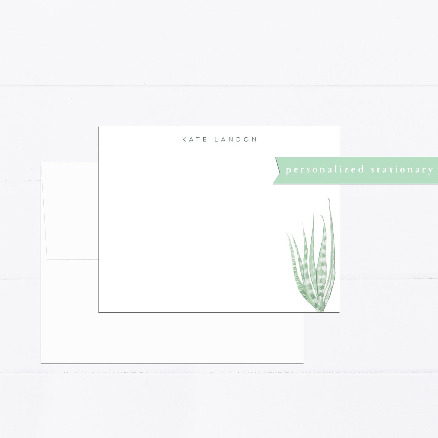 Personalized notecard, succulent, minimal, southwest, succulents, stationery set, watercolor, flat card, gift for, teacher gift, for him