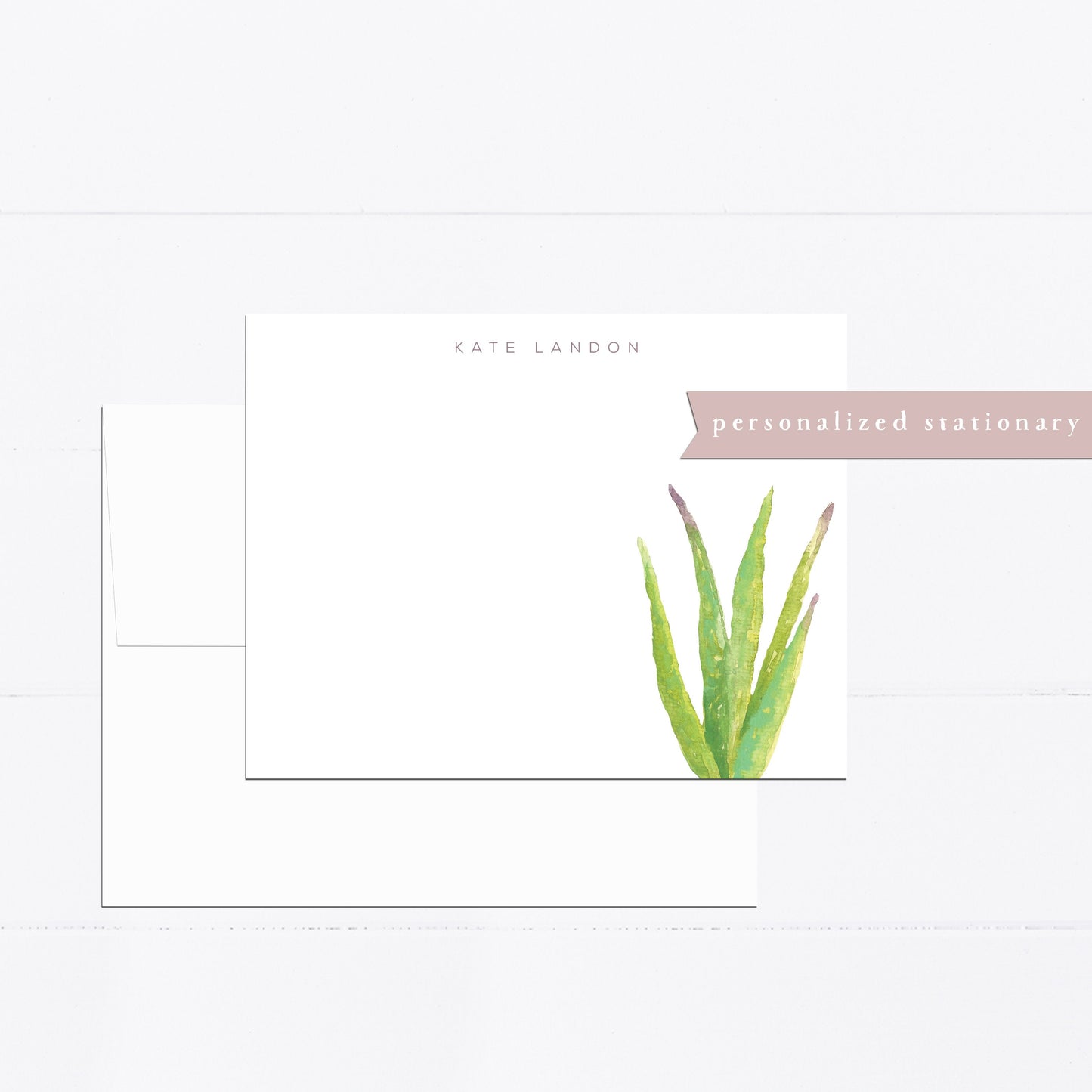 Personalized stationery, succulent, aloe, southwest, succulents, stationery set, watercolor, flat card, gift for, feminine, illustration