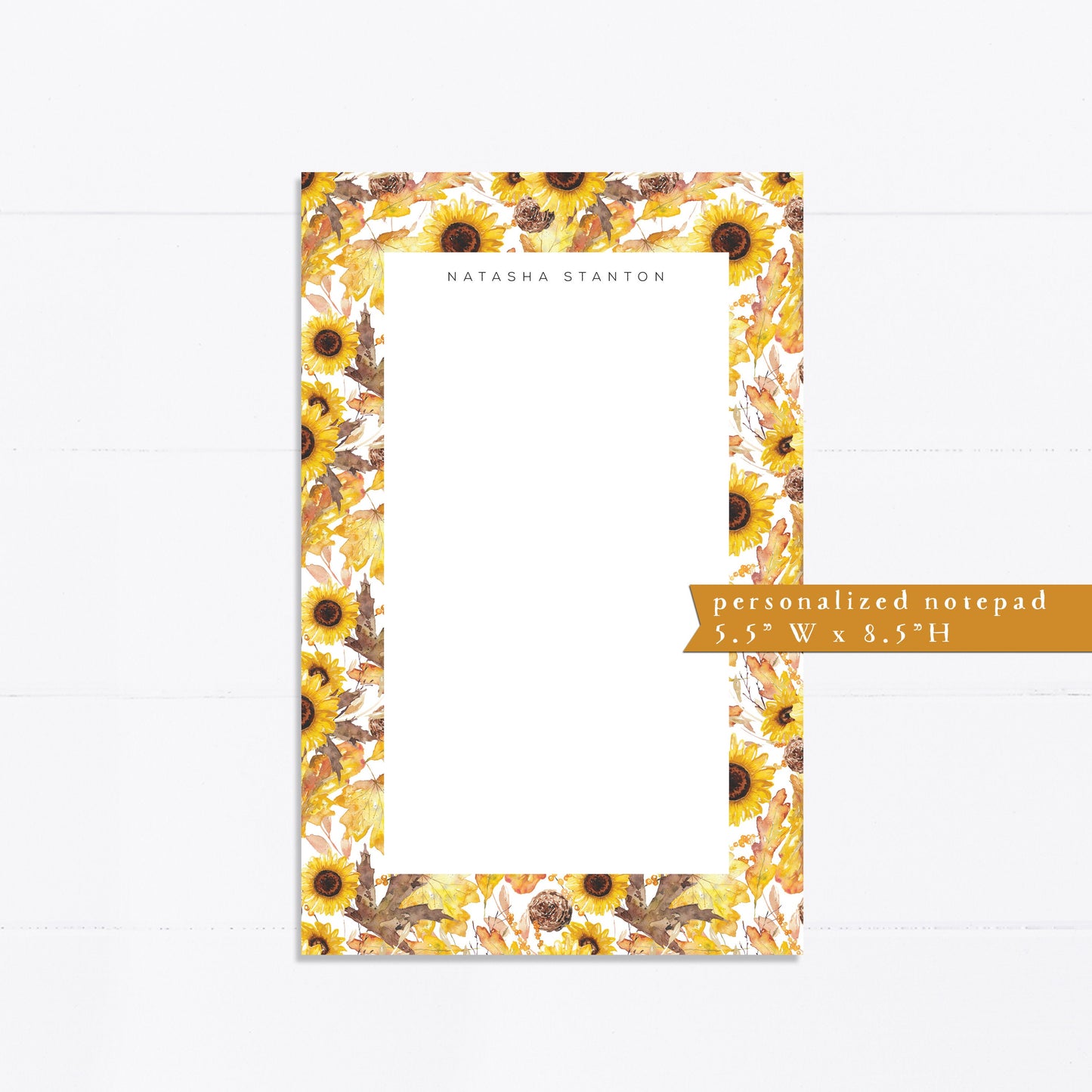 Personalized notepad, sunflower, sunflowers, fall, things to do, grocery list, notepad, things to do list, 5.5x8.5, gift for, her, teacher