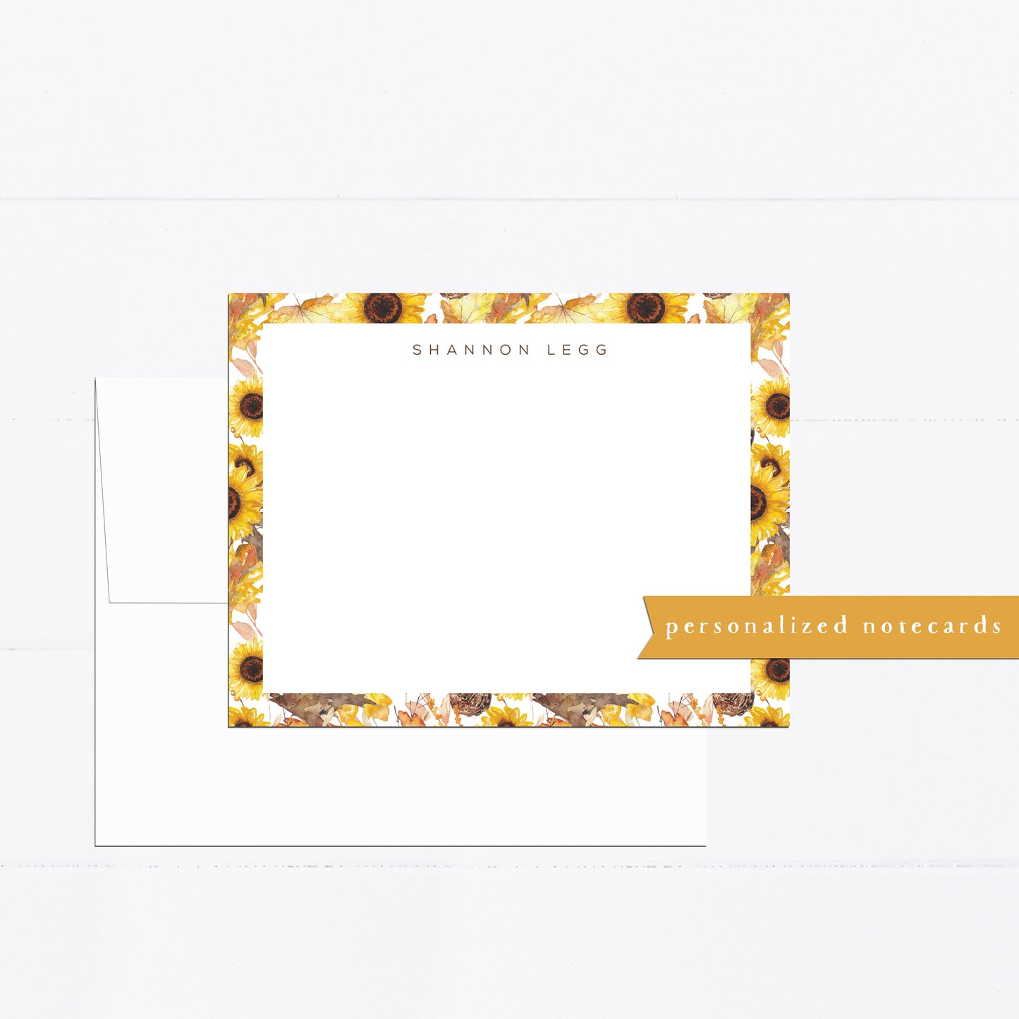 Personalized stationery, sunflower, fall, bridal shower gift, watercolor, notecards, gift for, feminine, illustration, flat card, Sunflowers