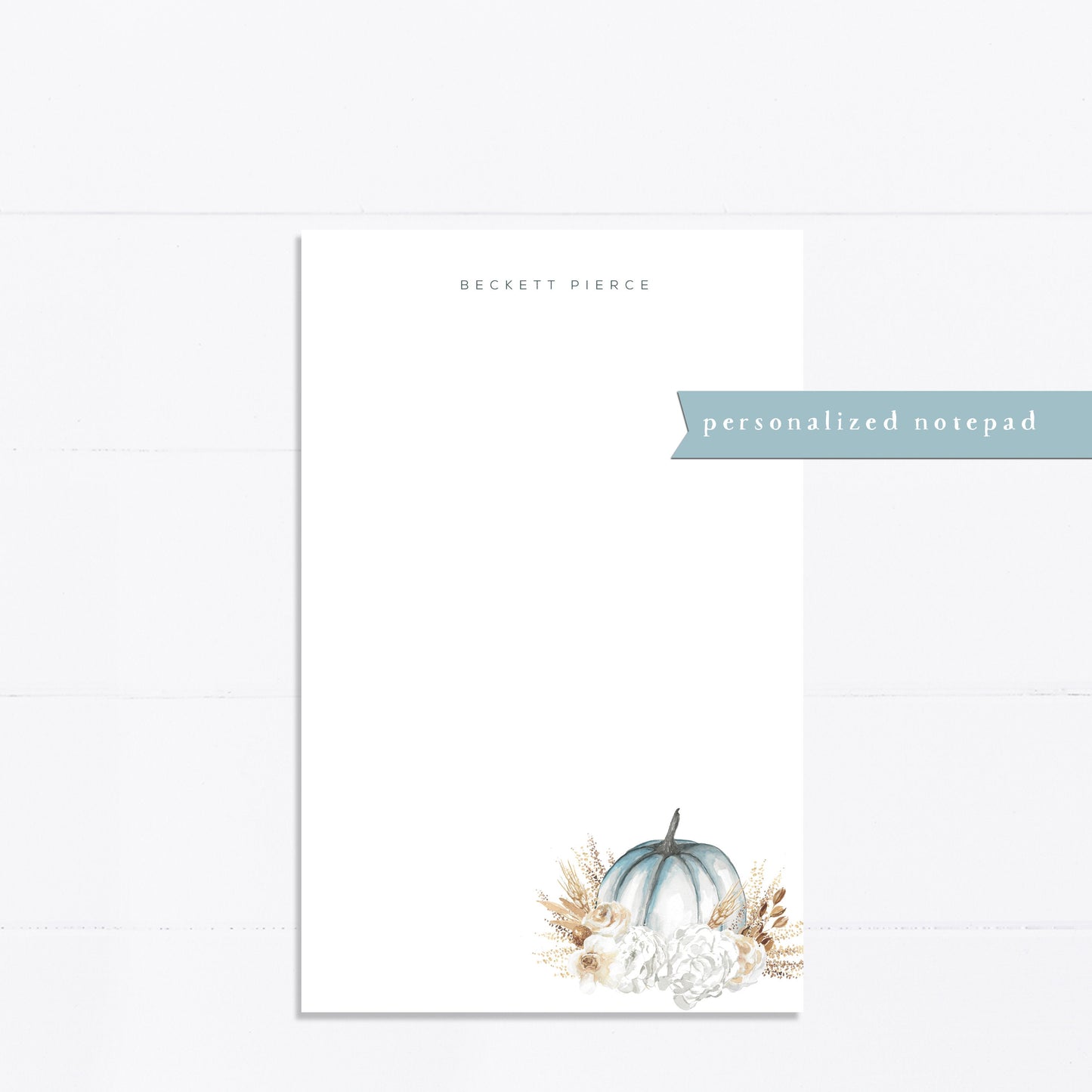 Personalized notepad, pumpkin, fall, blue, things to do, grocery list, notepad, things to do list, 5.5x8.5, gift for, her, list maker