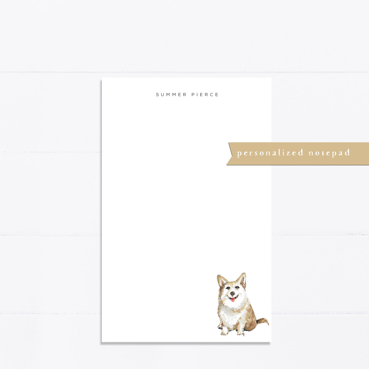 Personalized notepad, corgi, dog lover, best friend gift, bridal gift, custom, monogram, notepad, things to do list, 5.5x8.5, gift for her