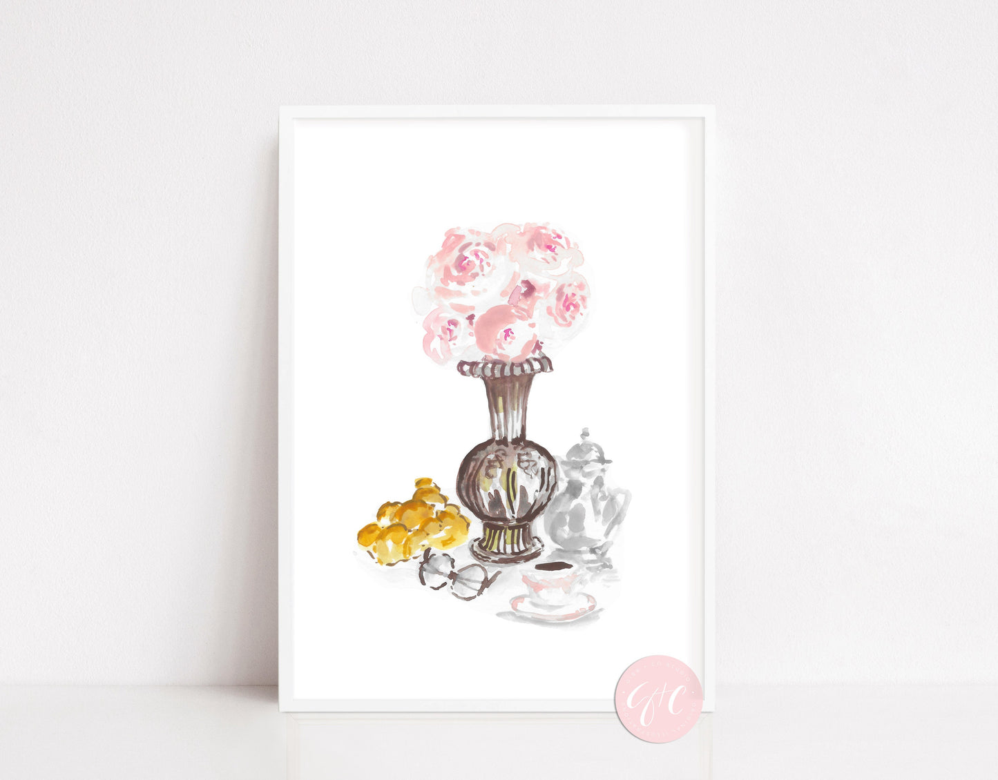 Sunday morning tea, floral art print