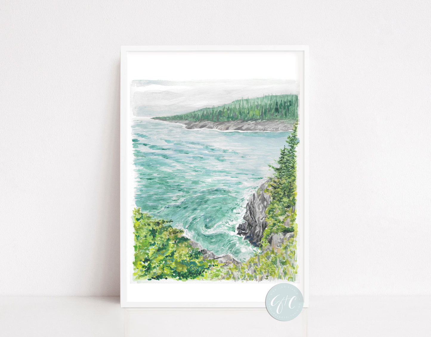 Maine travel art, Acadia National Park, Seascape, travel art print