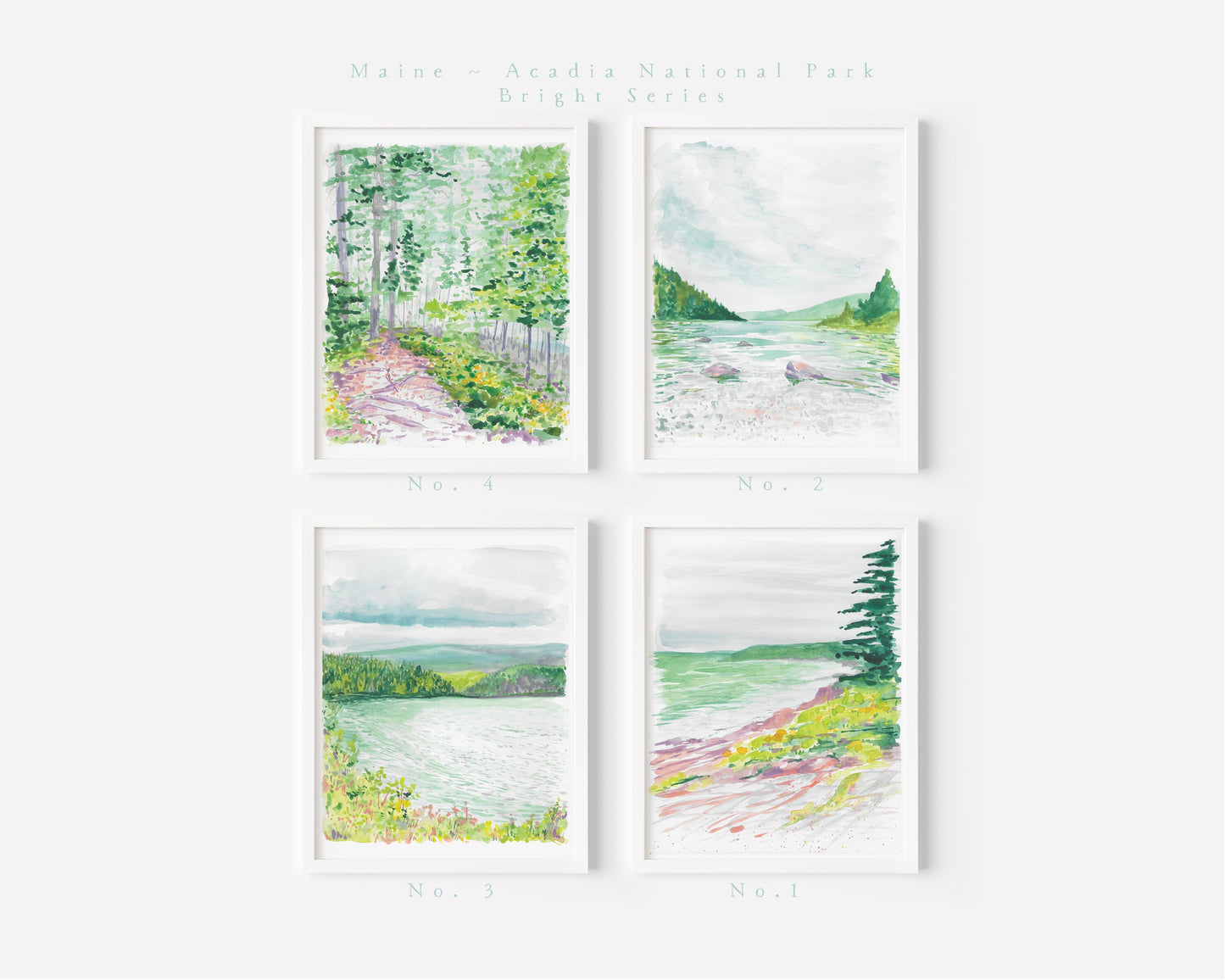 Maine, Acadia National Park, Coastal, Bright landscape series, travel art print