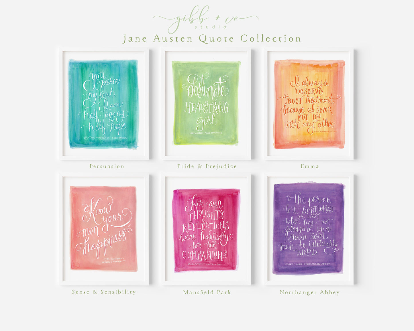 Jane Austen fan art, Pride Prejudice, book cover, Emma, Persuasion, Mansfield Park, Sense, book art print