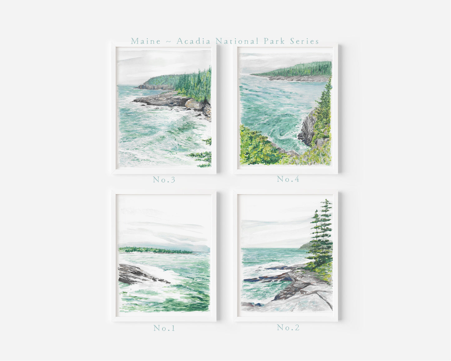 Maine travel art, Acadia National Park art, Coastal art print, Maine watercolor art print, travel art print