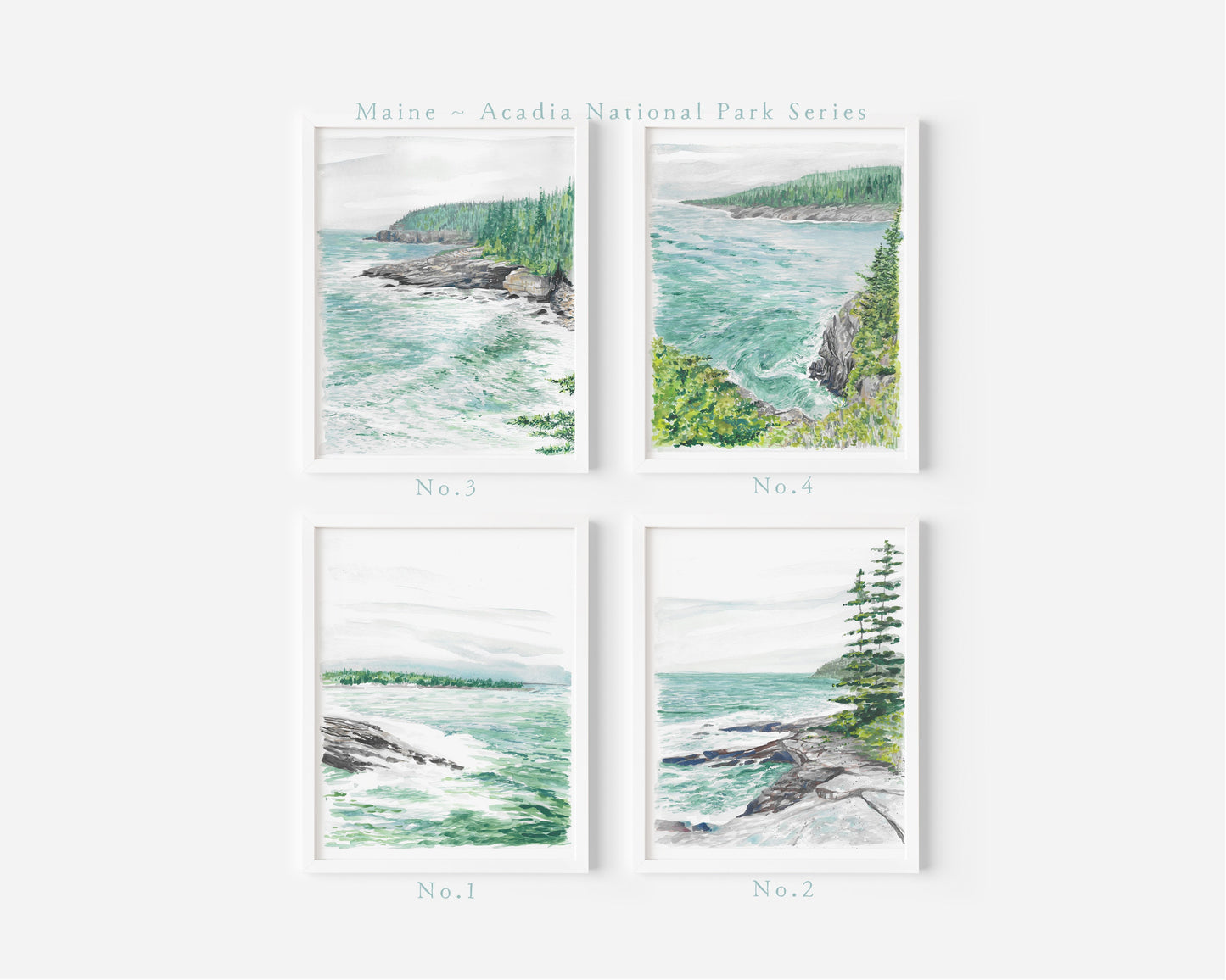 Maine travel art, Acadia National Park, Seascape, travel art print