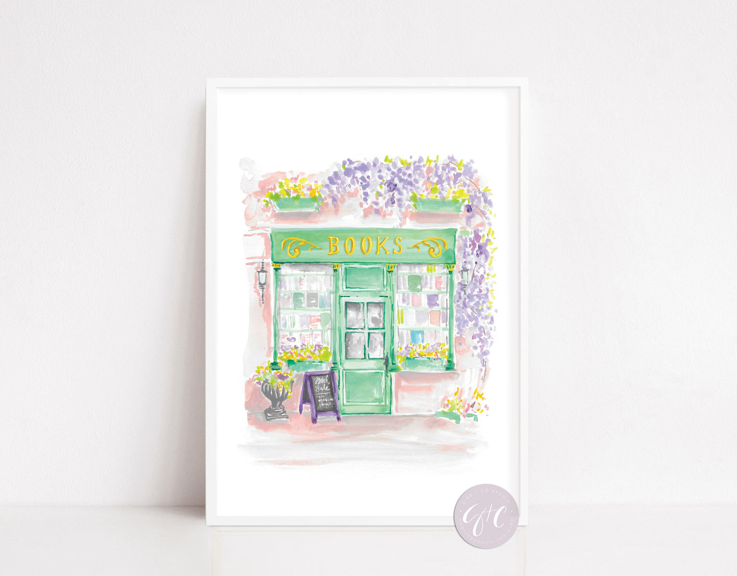 Scotland Green Book shop, book art print