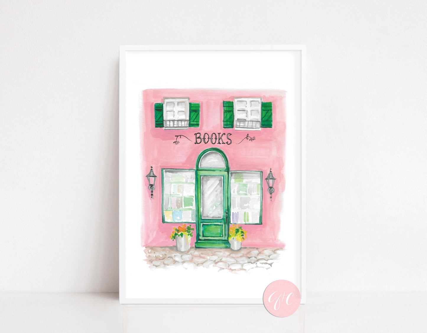 Scotland Green Book shop, book art print