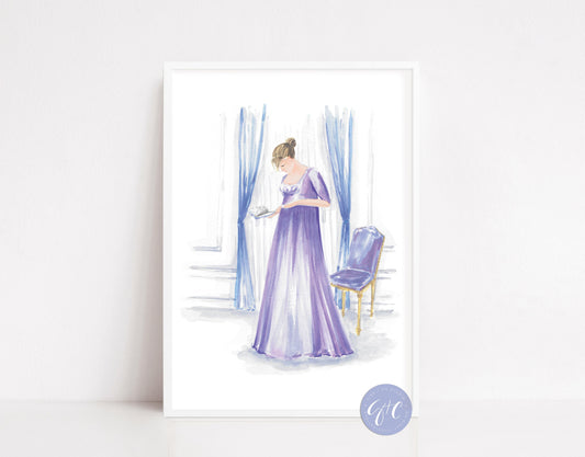 Jane Austen Northanger Abbey scene fan art, book art print