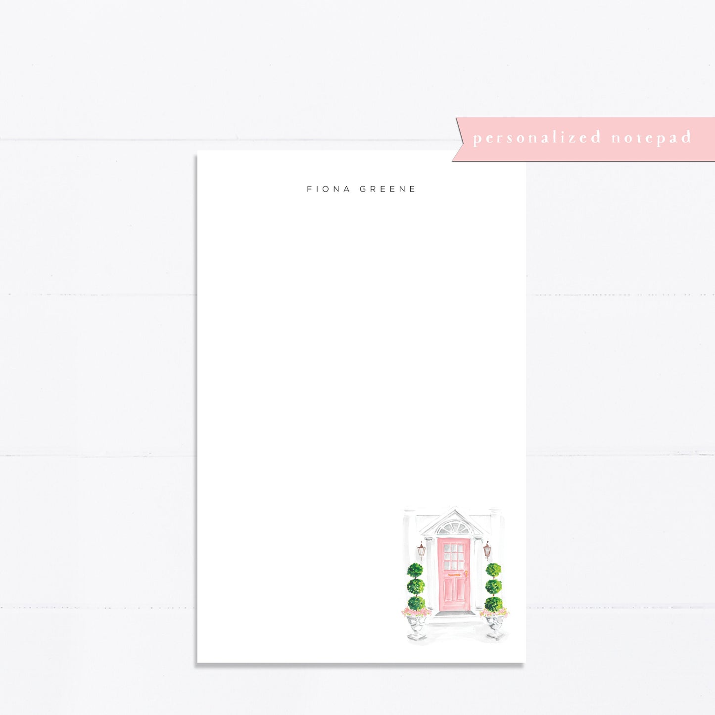 Personalized notepad, Green door, Charleston, bridal gift, custom, monogram, notepad, things to do list, 5.5x8.5, gift for her