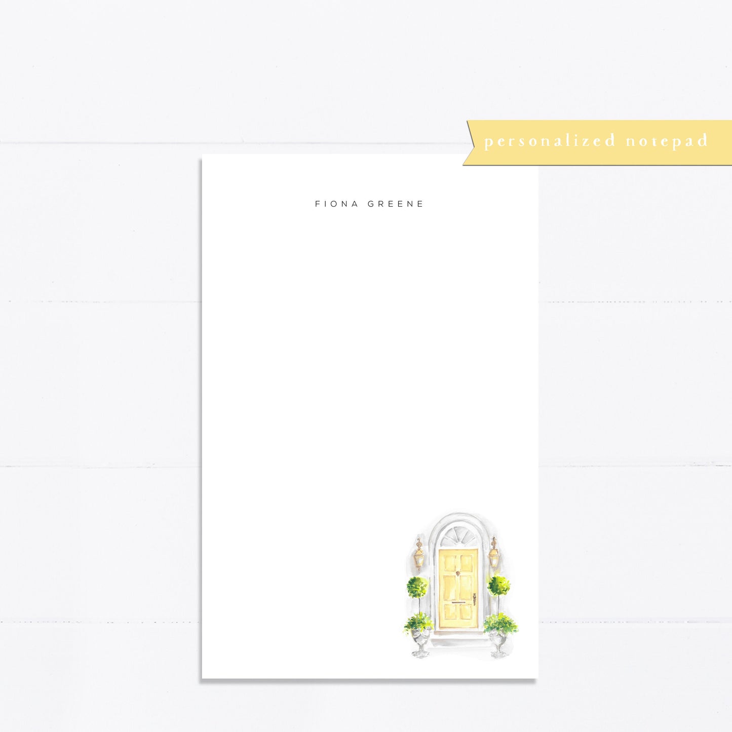 Personalized notepad, Green door, Charleston, bridal gift, custom, monogram, notepad, things to do list, 5.5x8.5, gift for her