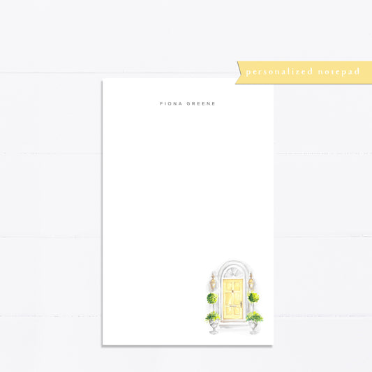 Personalized notepad, yellow door, Charleston, bridal gift, custom, monogram, notepad, things to do list, 5.5x8.5, gift for her