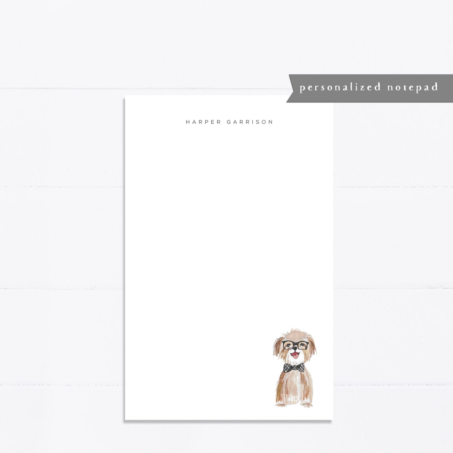 Personalized notepad, Shitzu, Shih Tsu, dog lover, bridal gift, notepad, things to do list, 5.5x8.5, gift for her, best friend, hair bow